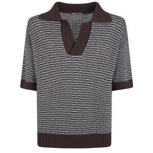 Nuur Men Two Tone Striped Short Sleeved Polo Neck T-Shirt